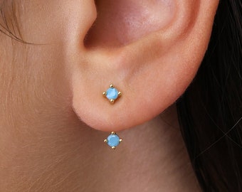 Turquoise Front Back Earrings • dainty ear jacket • gold turquoise earrings • ear jacket earrings - minimal earring • cz earrings