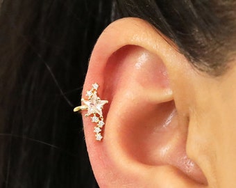 Star Ear Cuff No Piercing • starburst climber ear cuff • starburst conch cuff • ear cuff non pierced • fake helix piercing • cartilage