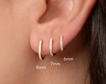 Straight Post Huggie Earrings Straight Post Hoops Small Hoop