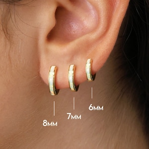 Iridescent Opal Inlay Huggie Hoop Earrings • opal earrings • dainty huggie earrings • opal jewelry • elevado jewelry