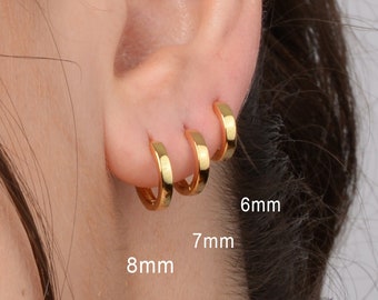 Square Edged Huggie Hoop Earrings • hoop earrings • gold hoop earrings • huggie earrings • huggie hoop • tiny hoops • minimalist earrings