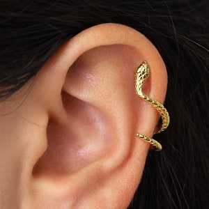 Dainty Serpent Climber Stud Earrings • CZ snake dainty earring • gold studs • small stud earring • minimalist earrings • silver stud earring