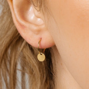 Smooth Coin Hoops • small hoop earrings • hoop earrings • dainty hoops • silver hoops • huggie hoop earrings