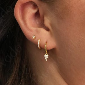 Trilliant Cut Diamond Huggie Hoop Earring Set by Elevado • Huggie Hoop Earrings • Dainty Hoop Earrings • Birthday Gift • Holiday Gift