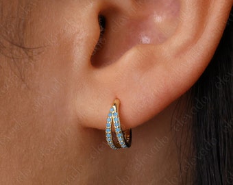NEW • Turquoise Paved Clicker Hoops, Helix Ring, Hoop Earring, 16G/18G/20G Septum Hoop • Daith Hoop • Tragus Hoop • Rook Hoop