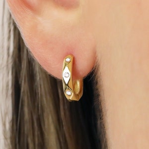 Geometric Cut Hoop Earrings • gold wavy hoop earrings • tiny hoop earrings • dainty hoops • tiny hoops • huggie hoop earrings