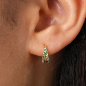 NOUVEAU • Anneaux clicker pavés émeraude, anneau hélicoïdal, anneau pavé, anneau tour de cou, anneau à septum 16G/18G/20G • anneau Daith • anneau tragus • anneau conque