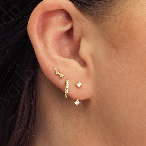 Front Back Earring Set • ear jacket • dainty ear jacket • gold earrings • ear jacket earrings - minimal earring • cz ear jacket • ear jacket