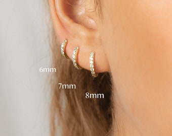 Huggie Hoop Earrings • gold conch hoop • cartilage hoop • hoop earrings • silver pave ring hoop • tragus hoop • small helix hoop