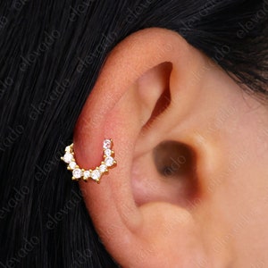 Paved Diamond Helix Hoop Earring • Nose Ring • Conch Hoop • Hoop Earring • 16G/18G/20G Clicker Hoops • Septum Cartilage Hoops • Daith Hoops