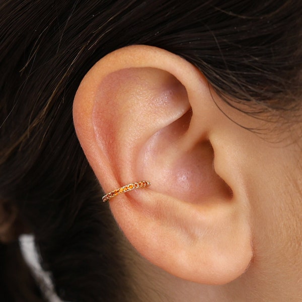 Garnet Paved Conch Clicker Hoops • CZ Hinged Clicker Hoops • Seamless Hinged Hoop • Huggie Hoop Earrings • Hoop Earrings