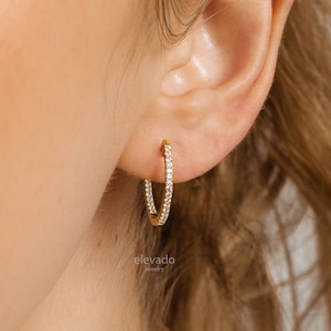 Double Paved Hoop Earrings • paved hoop earrings • gold hoop earrings • statement hoop earrings • gold paved hoop • minimalist earrings