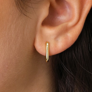 Link Hoop Earrings • 18k Gold Plated Sterling Silver Huggies