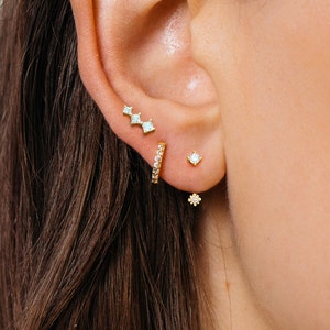 CZ Everyday Ear Stack Set • gift for her • bridesmaid gift • mothers day gift • gold hoop earrings • minimalist earrings • elevado