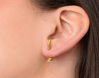 Serpent Front Back Earrings • snake ear jacket • dainty silver ear jacket • gold earrings - minimalist earring • elevado jewelry