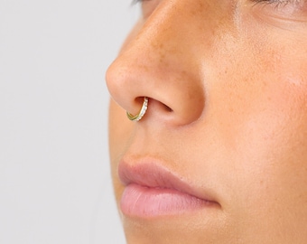 Paved Hoop Earring, Nose Ring, Conch Hoop, Septum Ring, 16G/18G/20G Solid Clicker Hoops • 925 Sterling Silver • Tragus Hoop • Rook Hoop