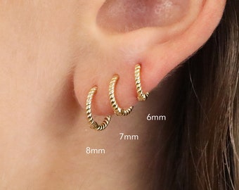 Cable Hoop Earrings • small hoop earrings • hoop earrings • gold hoop earrings • dainty hoops • silver hoops • huggie hoop earrings