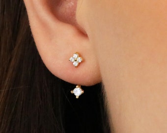 Ear Jacket • Sun • Star • Flower Ear Jacket • front and back earring • silver ear climber • ear crawler • gold ear climber • ear cuffs