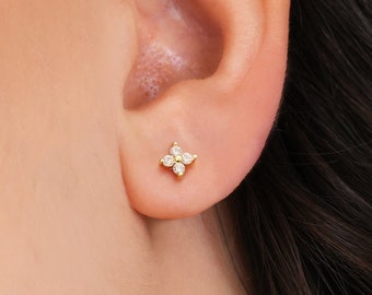 Flower Stud Earrings • CZ dainty earrings • minimalist earrings • star gold earrings • tiny studs • minimalist earrings • mothers day gift