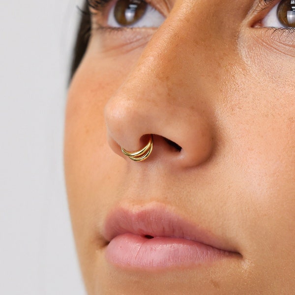 Solid Double Septum Hoop, Nose Ring, Conch Hoop, Hoop Earring, 16G/18G Clicker Hoops • Daith Hoop • Tragus Hoop • Rook Hoop