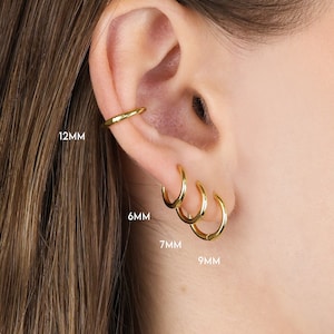 Simple Everyday Huggie Hoop Earrings rounded hoop earrings cartilage hoop gold conch hoop small helix hoop huggie tragus hoop zdjęcie 7