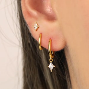 Huggie Hoop Stack Earring Gift Set • Huggie Hoop Earrings • threadless labret push pin • gift ready • gift for her • gift for mom • gift set