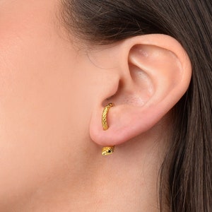 Serpent Front Back Earrings • snake ear jacket • dainty silver ear jacket • gold earrings - minimalist earring • elevado jewelry