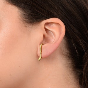 Snake Ear Climber Earrings • ear jacket • gold serpent earrings • ear jacket earrings - minimal earring • ear climber • ear jacket