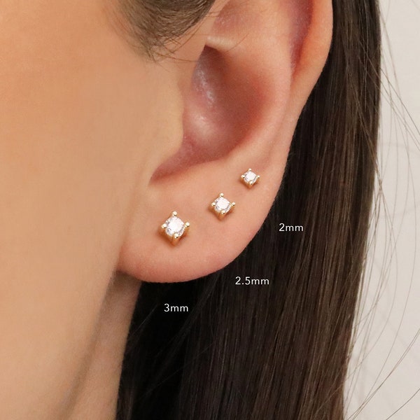 Tiny Stud Earrings • CZ dainty earrings • gold studs • small stud earrings • minimalist earrings • silver stud earrings