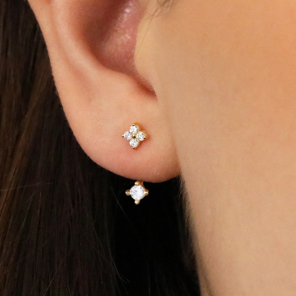 Ear Jacket • Sun • Star • Flower Ear Jacket • front and back earring • silver ear climber • ear crawler • gold ear climber • ear cuffs