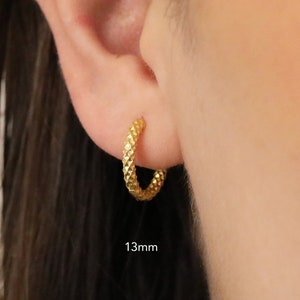 Thick Diamond Cut Huggie Hoop Earrings • gold conch hoop • cartilage hoop • hoop earrings • silver pave ring hoop • tragus hoop • helix hoop
