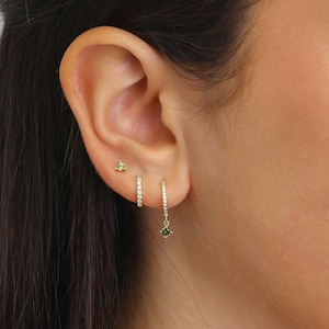 Peridot Paved Hoop Earring Set • christmas gifts • gift for mom • gifts for her • bridesmaids gift • birthday gift • mom gift