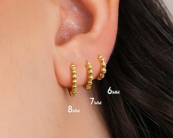 Bead Hoop Earrings • dainty hoops • silver hoops • huggie hoop earrings • small hoop earrings • hoop earrings • gold hoop earrings