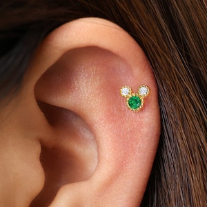 18G 16G Dainty Mouse Cartilage Flat Back Labret Conch Earrings
