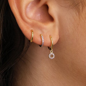 Amethyst Circle Paved Earring Gift Set • Birthstone Earring • Huggie Hoop Earrings • holiday gift • gift ready • gift for her • gift for mom