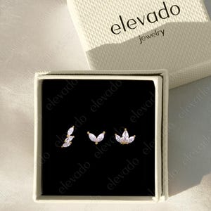 Set of 3 • 18G/16G Dainty Marquise Charm Flat Back Earring Gift Set • earring set • gift ready • gift for her • gift for mom • gift set