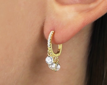 Dangle Hoop Earrings • small hoop earrings • hoop earrings • dainty hoops • tiny hoops • huggie hoop earrings • gold • silver