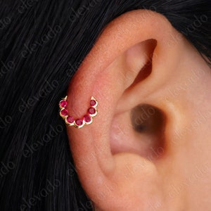 Ruby Cartilage Clicker Hoops • 16G/18G/20G • Ruby Nose Ring • Helix Hoop • Clicker Hoops • Septum Ring • Cartilage Hoop • Daith Hoop