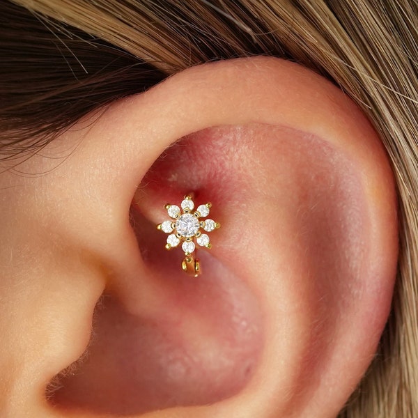 Tiny Rook Hoop Earring • diamond helix hoop • rook earring • cartilage earring • cartilage hoops • elevado jewelry