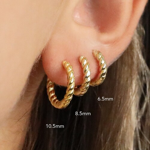 Cable Hoop Earrings Dainty Hoops Huggie Hoop Earrings Etsy Canada