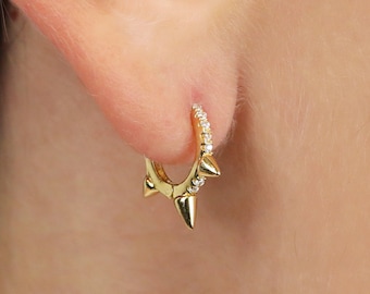 Small Spike Hoops • spike hoops • huggie earrings • tiny hoop earrings • delicate earrings • minimalist hoops • minimal earrings