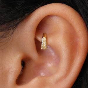 Créoles clicker double tour pavées, créoles pour conque, boucles d'oreilles, anneau pour le nez, créoles pour septum 16G/18G/20G • Créoles Daith • Créoles tragus • Créoles tour