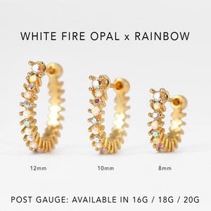16G/18G/20G Small Hoop Earrings • fire opal x rainbow hoop earrings • gold hoop earrings • huggie hoop earrings • huggie hoops • tiny hoops