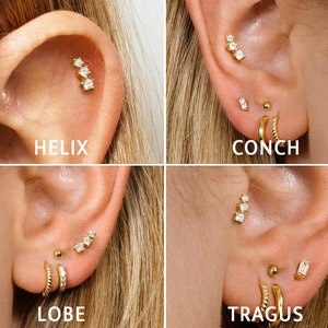 20G/18G/16G Tiny Climber Flat Back Labret Stud Earring tragus stud gold conch earrings cartilage helix stud flat back labret stud image 8