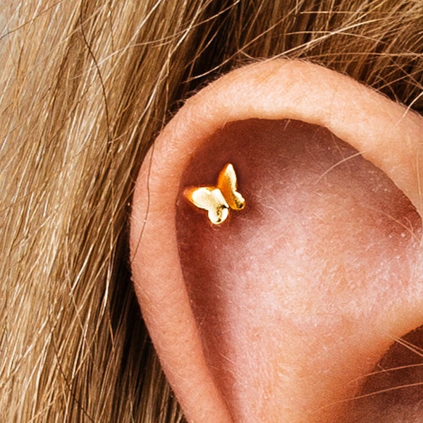 20G Tiny Butterfly Screw Back Earrings • butterfly stud earrings • dainty earring • minimalist earring • tiny studs • gold stud earrings