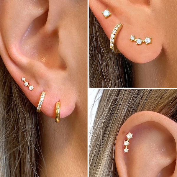 Tiny Climber Stud Earrings • earrings studs • tiny stud earrings • gold stud earrings • climber earrings • minimalist earrings • elevado