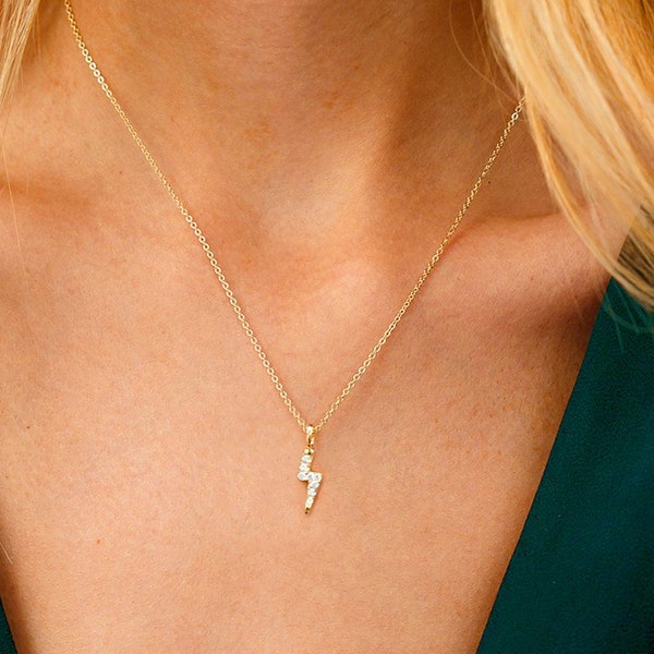 Gold Lightning Bolt Necklace • tiny dainty necklace • lightning necklace • thunder necklace • bolt necklace • gift for her •  dainty