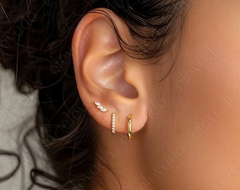 Sterling Silver Hoop Earring Set: Dainty Huggie Jewelry