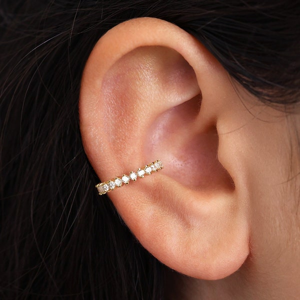 Sterling Silver Paved CZ Clicker Hoop • Conch, Cartilage Piercing