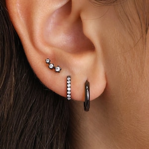 Gunmetal Black Huggie Hoop Gift Set • Dainty Hoop Earrings • earring set • gift ready • gift for her • gift for mom • gift set
